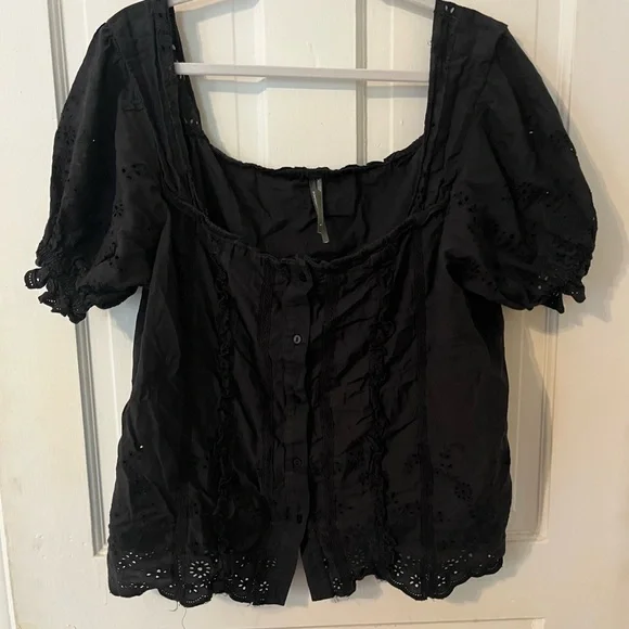 Anthropologie Puff Sleeve Eyelet Top - Picture 5 of 8